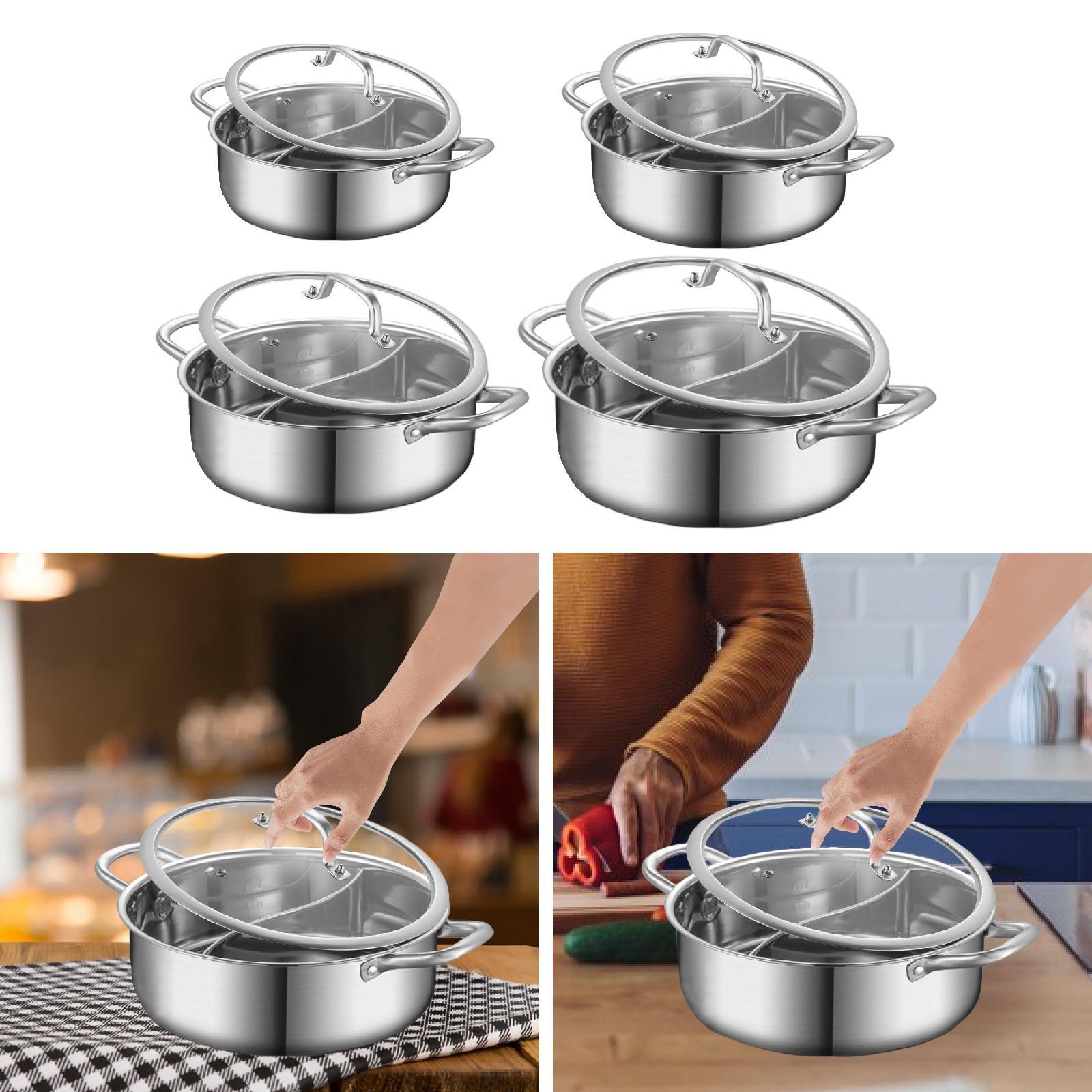 Home Cooking Gas - หม้อต้มแก๊สแบบมีช่องแบ่ง หม้อสแตนเลสสำหรับทำอาหาร หม้อจีนสองด้าน สำหรับใช้ในบ้านและร้านอาหาร