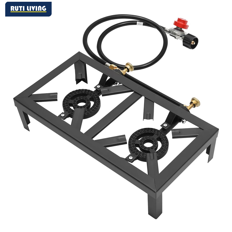 Home Cooking Gas - เตาแก๊สพกพาแบบ 1/2 หัวเตา สำหรับใช้งานกลางแจ้ง ใช้แก๊สโพรเพน พร้อมสายปรับแรงดัน